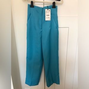 Zara textured blue suit pants